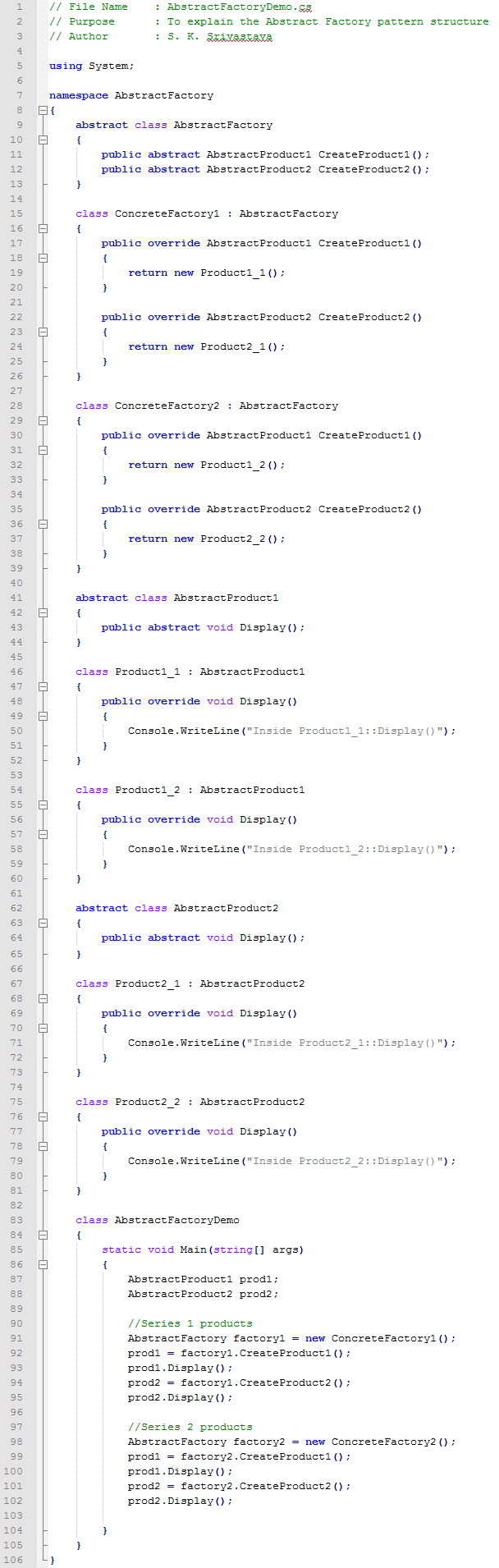 Abstract Factory design pattern In C#