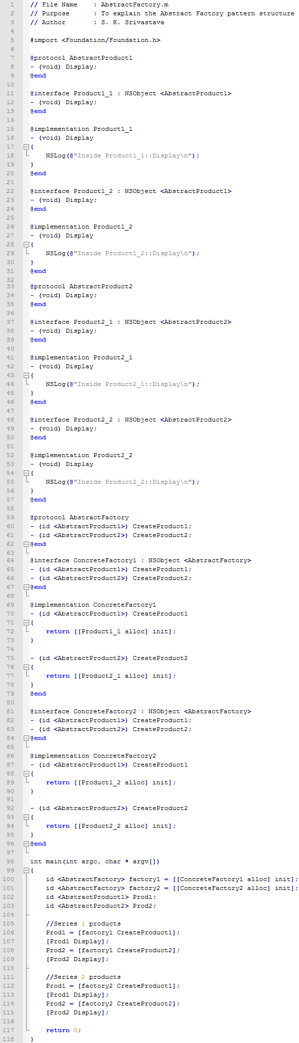 Abstract Factory design pattern In Objective-C