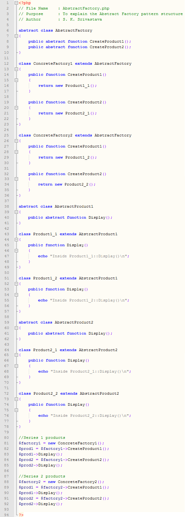 Abstract Factory design pattern In PHP