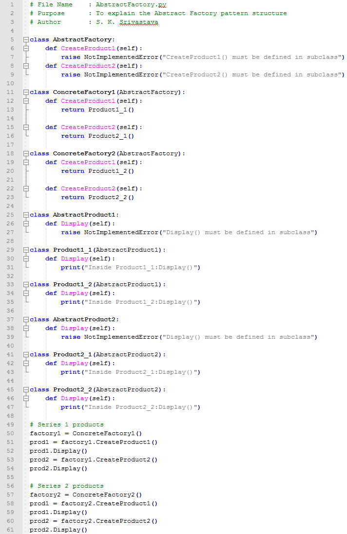 Abstract Factory design pattern In Python