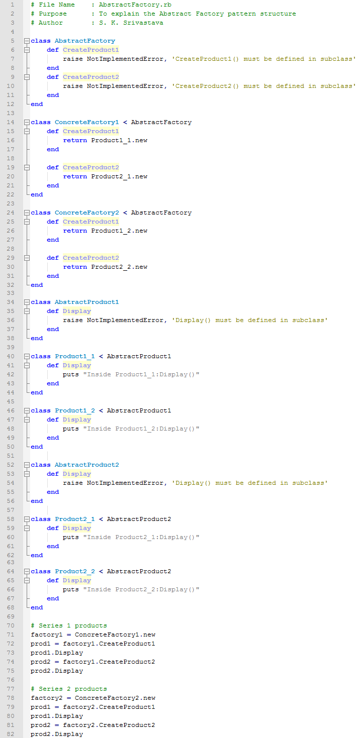 Abstract Factory design pattern In Ruby