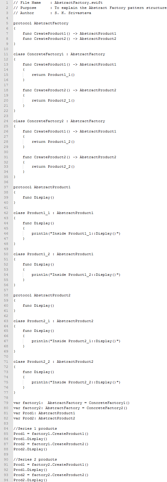 Abstract Factory design pattern In Swift