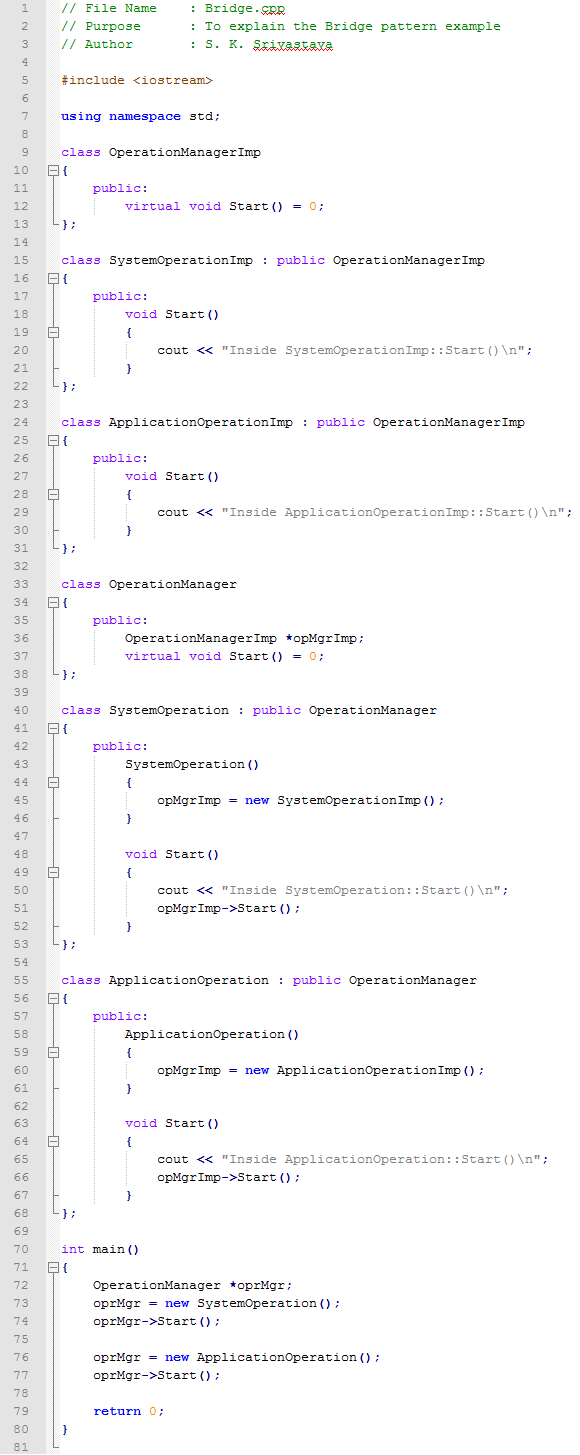 Bridge design pattern In C++