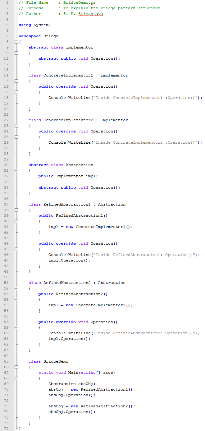 Bridge design pattern In C#
