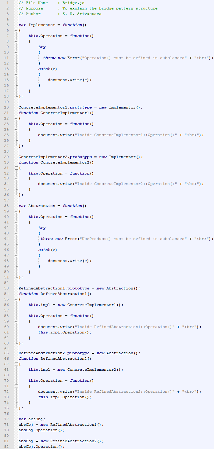 Bridge design pattern In JavaScript / js