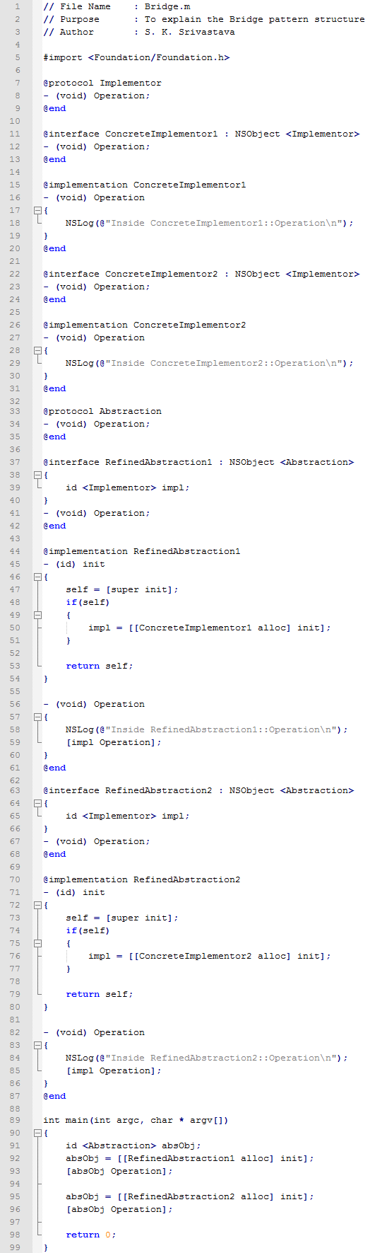 Bridge design pattern In Objective C