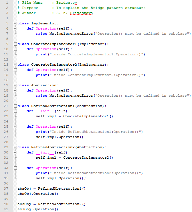 Bridge design pattern In Python