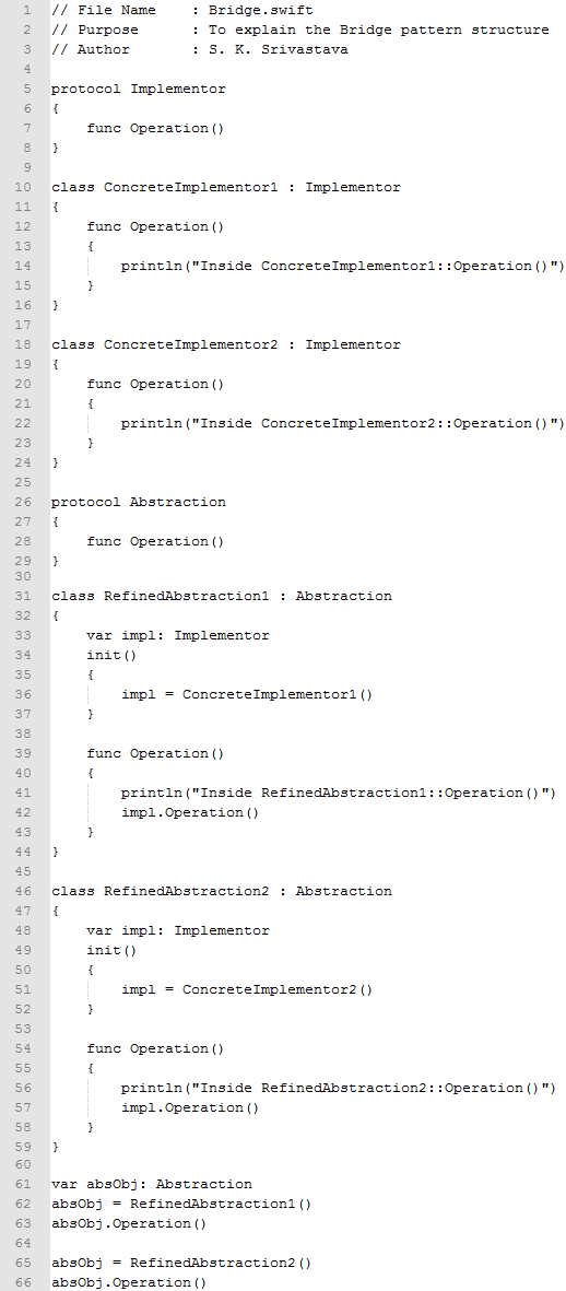 Bridge design pattern In Swift