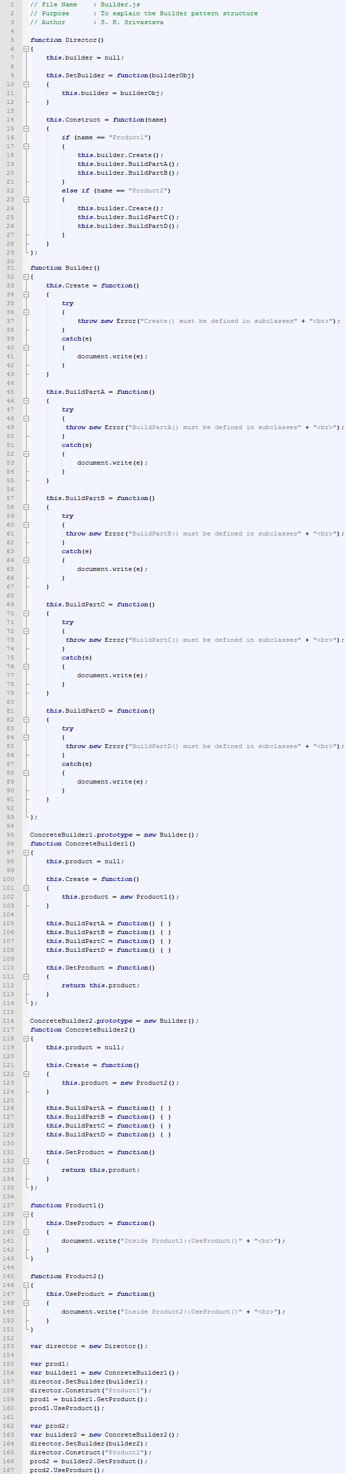 Builder design pattern In JavaScript / js