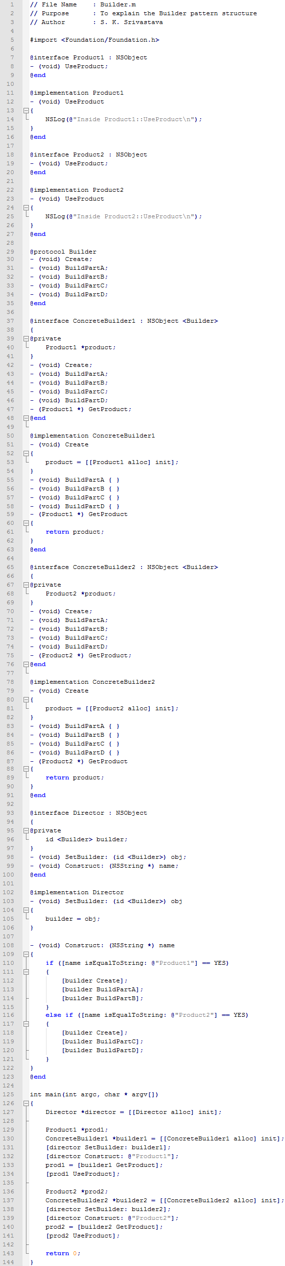 Builder design pattern In Objective C