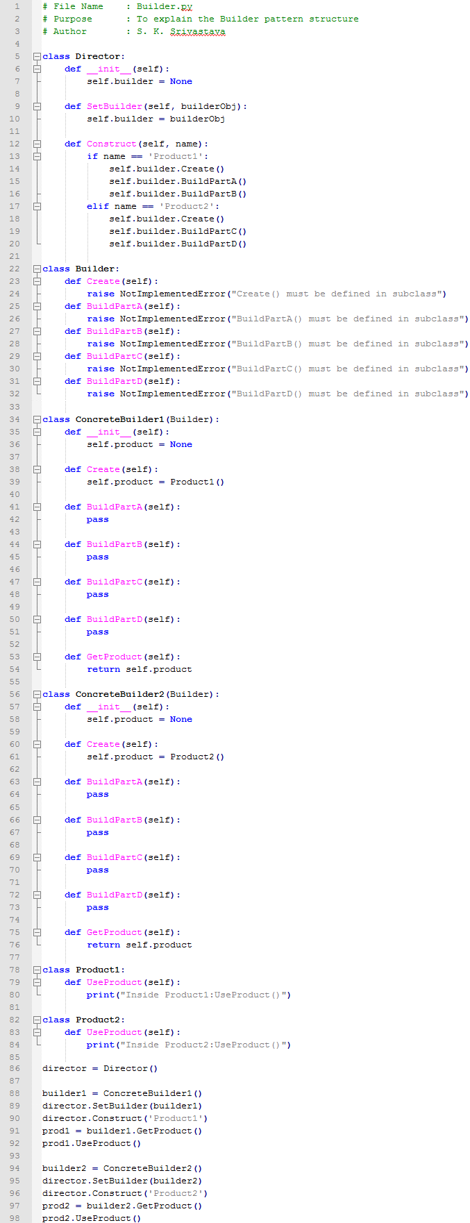 Builder design pattern In Python
