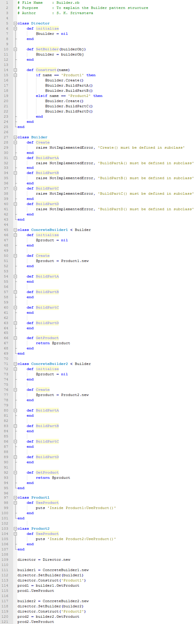 Builder design pattern In Ruby