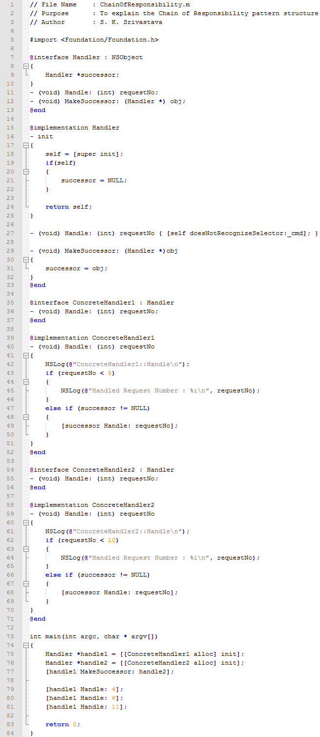 Chain of Responsibility design pattern In Objective C