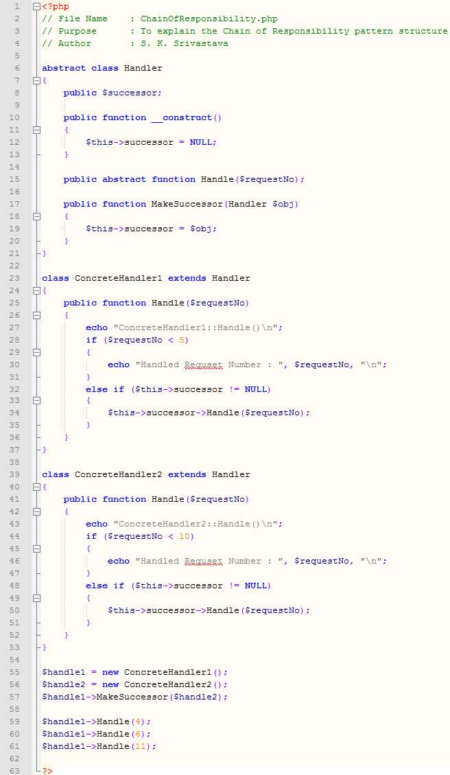 Chain of Responsibility design pattern In PHP