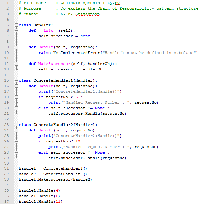 Chain of Responsibility design pattern In Python