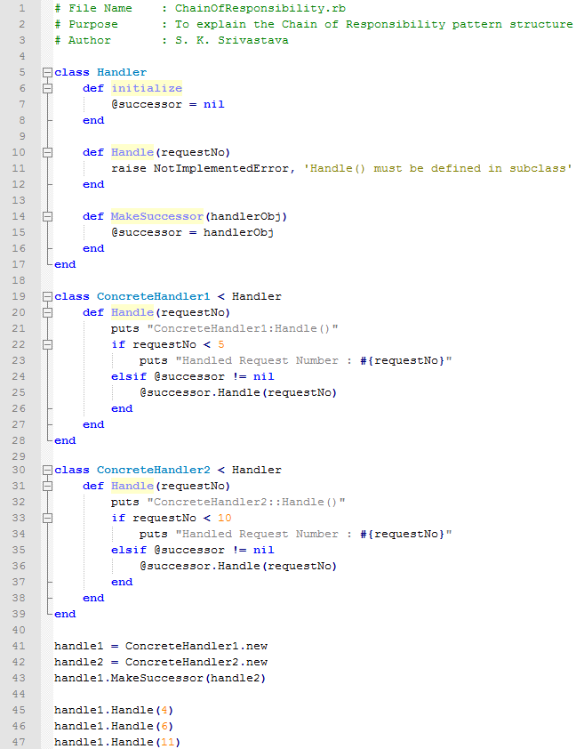 Chain of Responsibility design pattern In Ruby