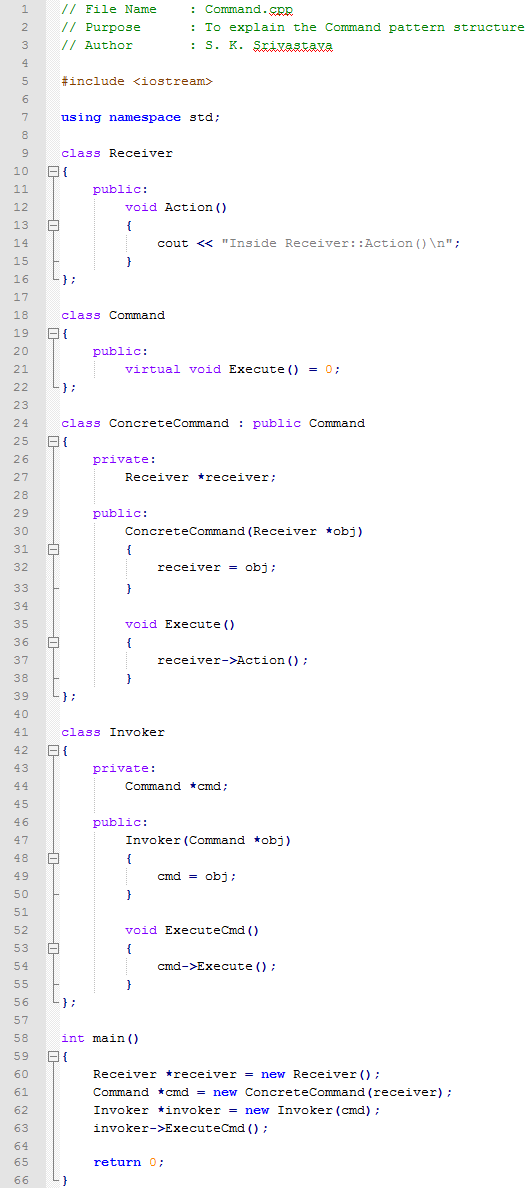 Command design pattern In C++