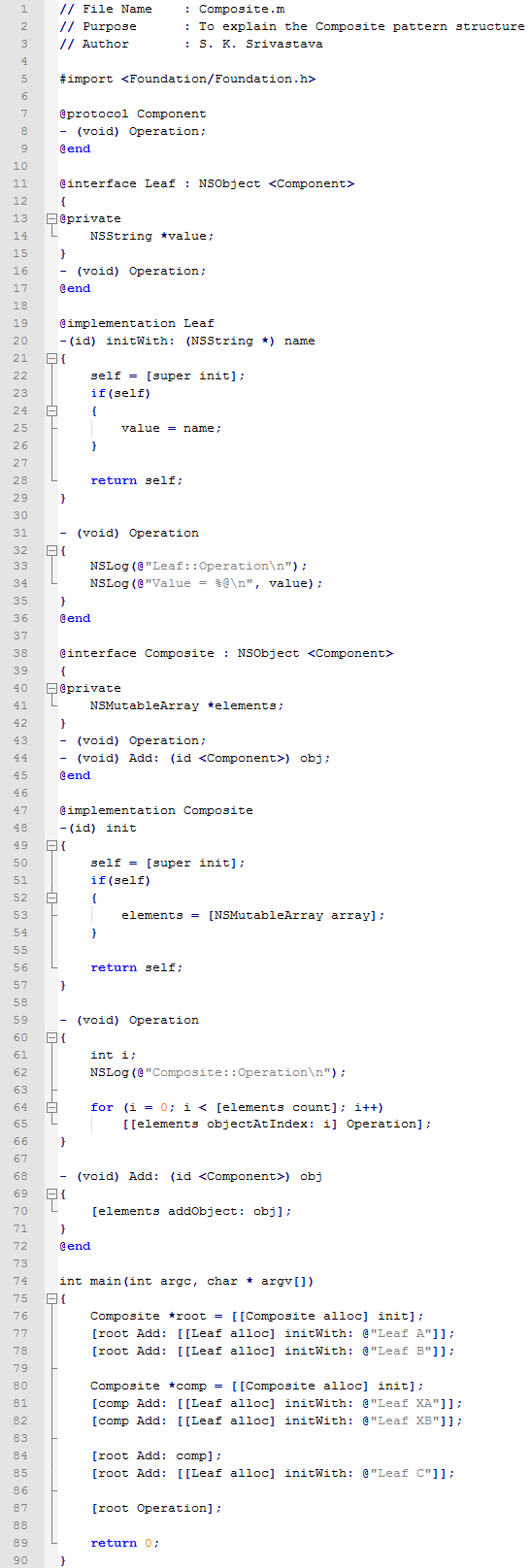Composite design pattern In Objective C