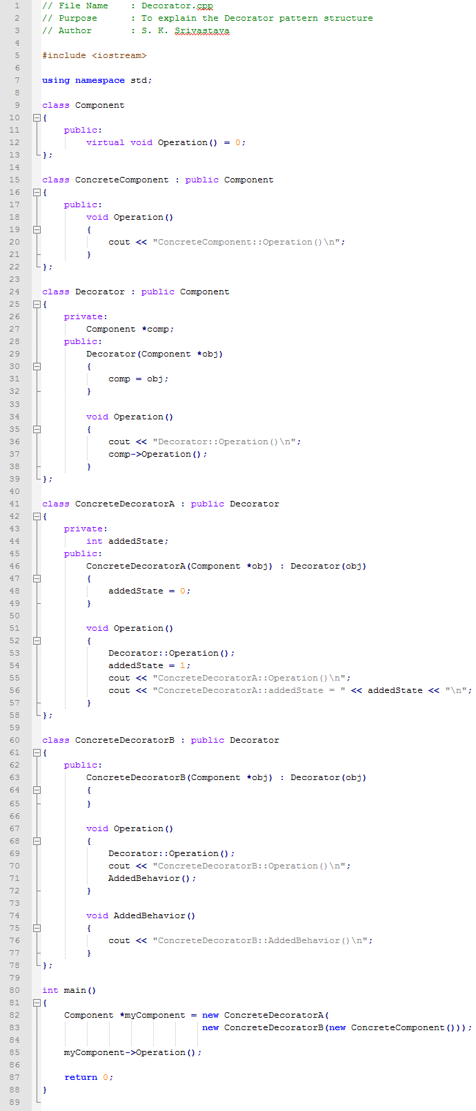 Decorator design pattern In C++