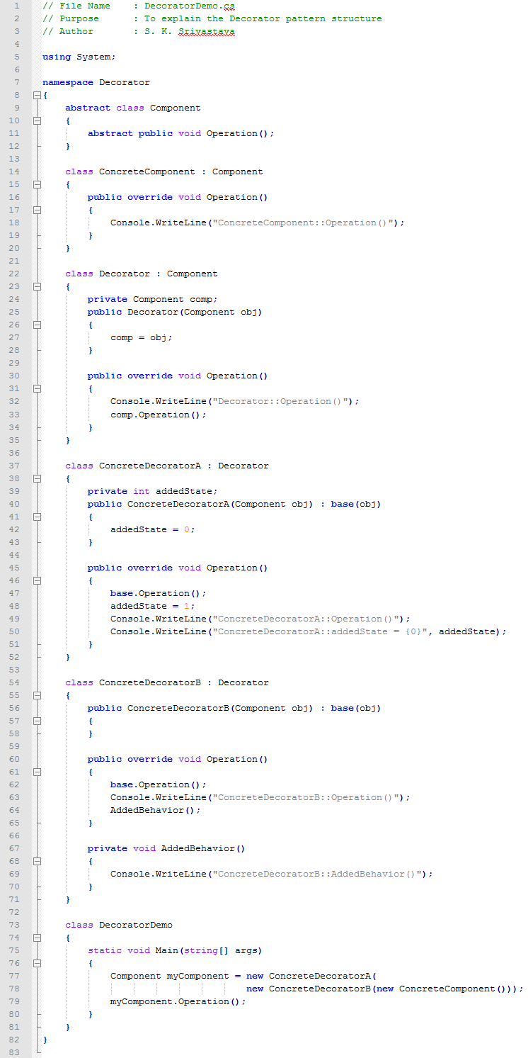 Decorator design pattern In C#