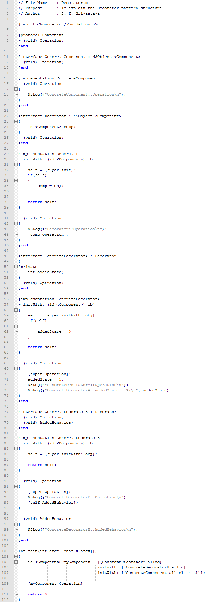 Decorator design pattern In Objective C