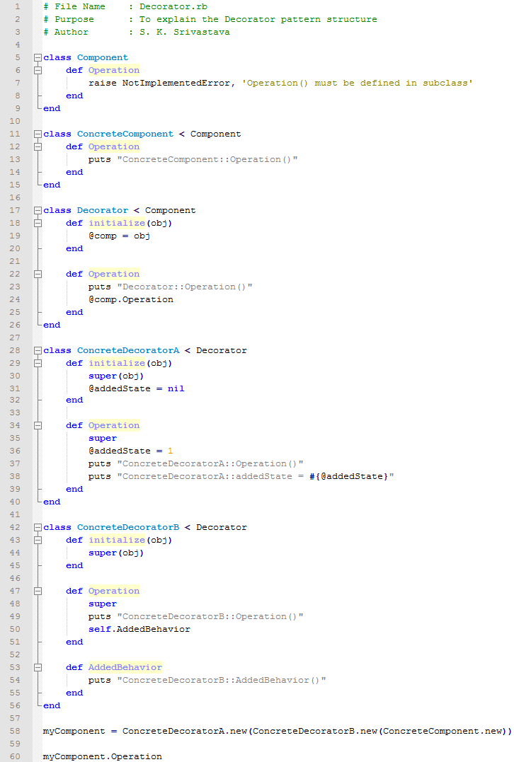 Decorator design pattern In Ruby