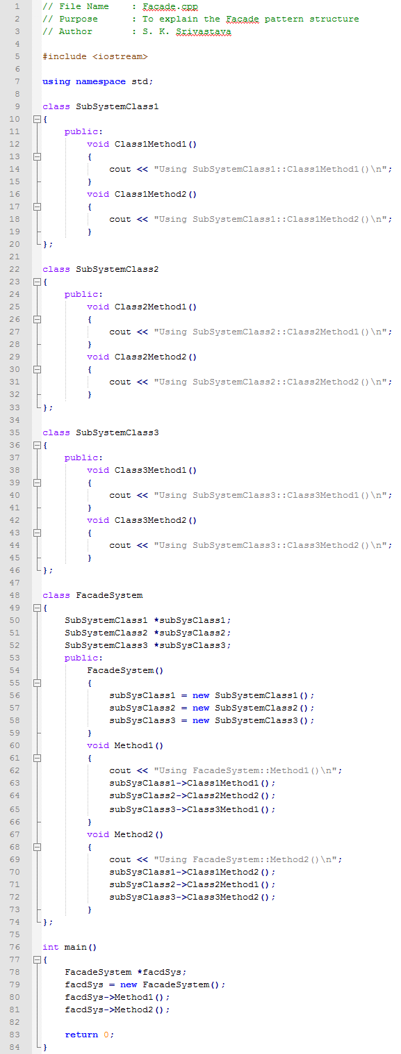 Facade design pattern In C++