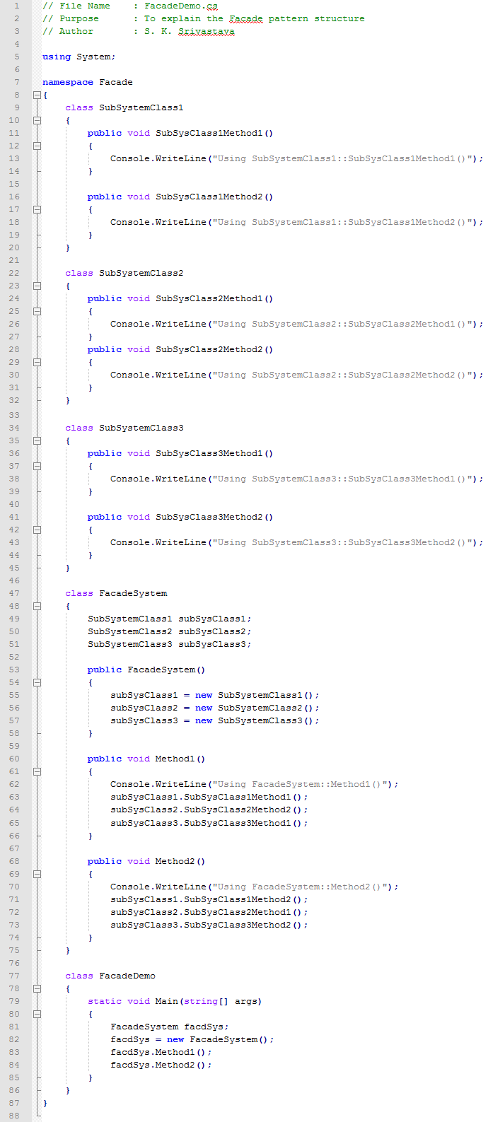 Facade design pattern In C#