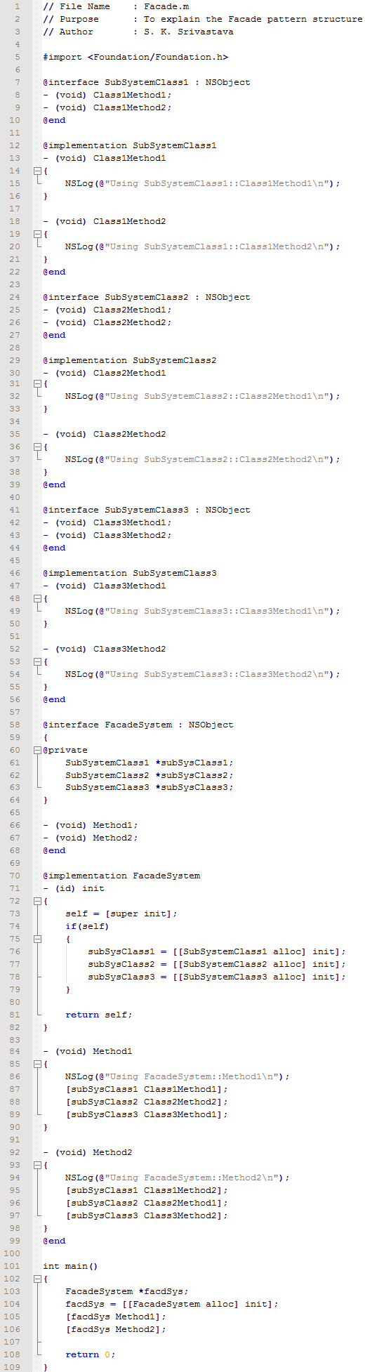 Facade design pattern In Objective C