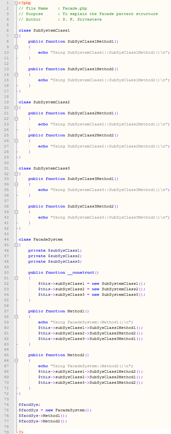 Facade design pattern In PHP