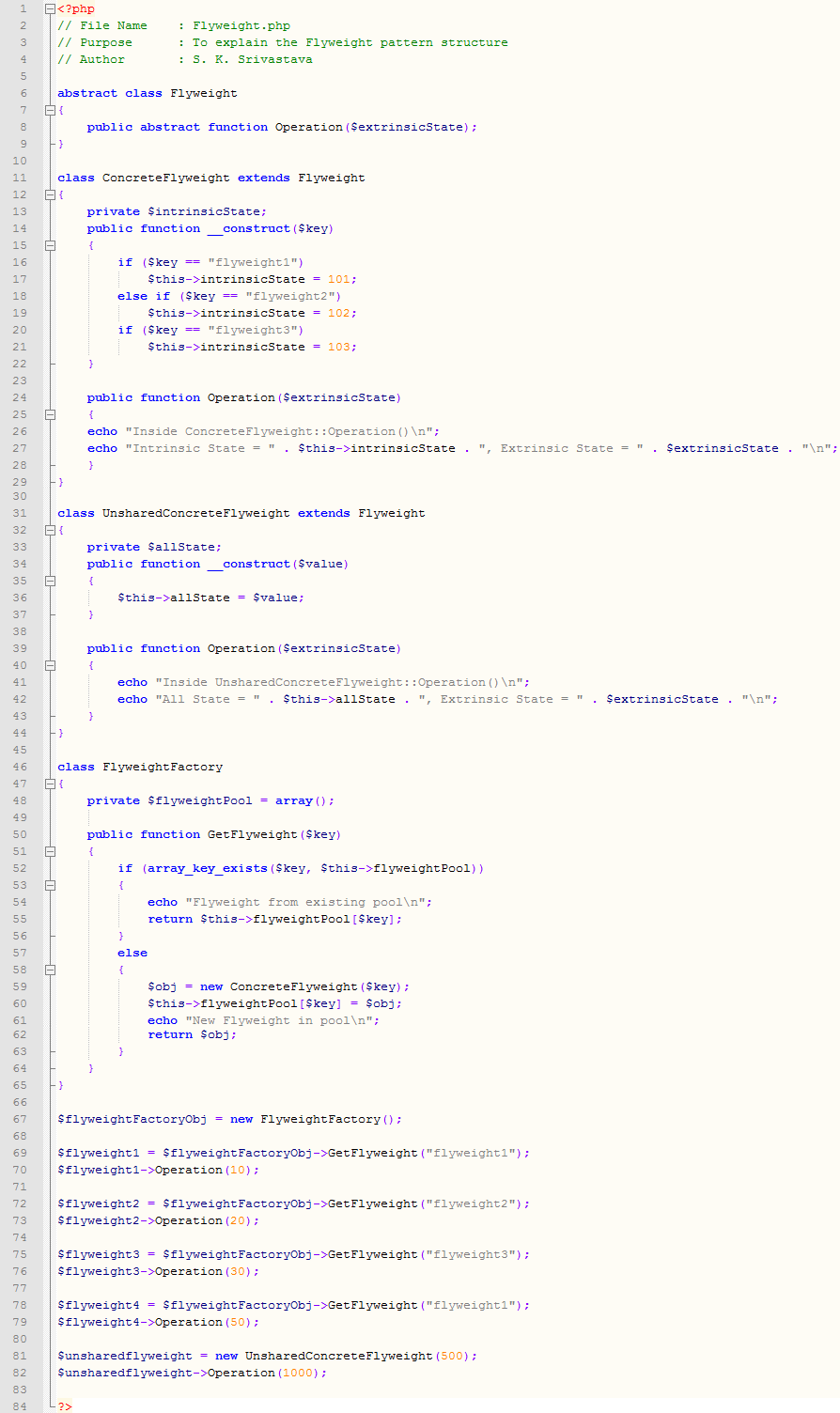 Flyweight design pattern In PHP