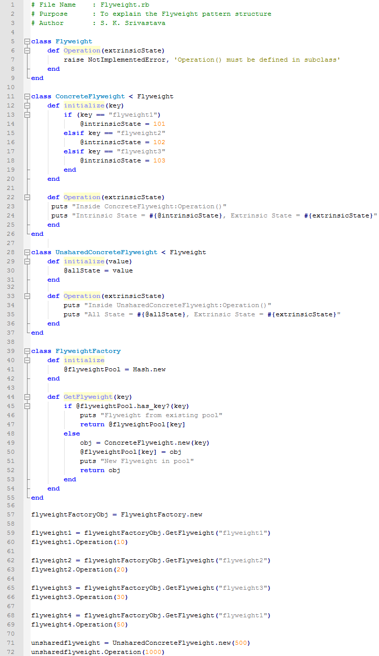 Flyweight design pattern In Ruby