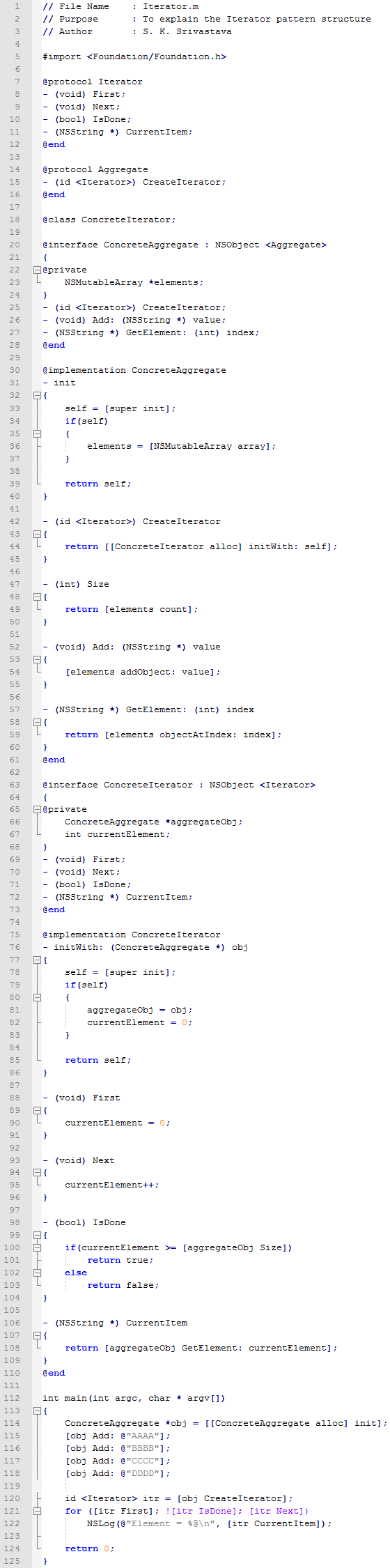 Iterator design pattern In Objective C