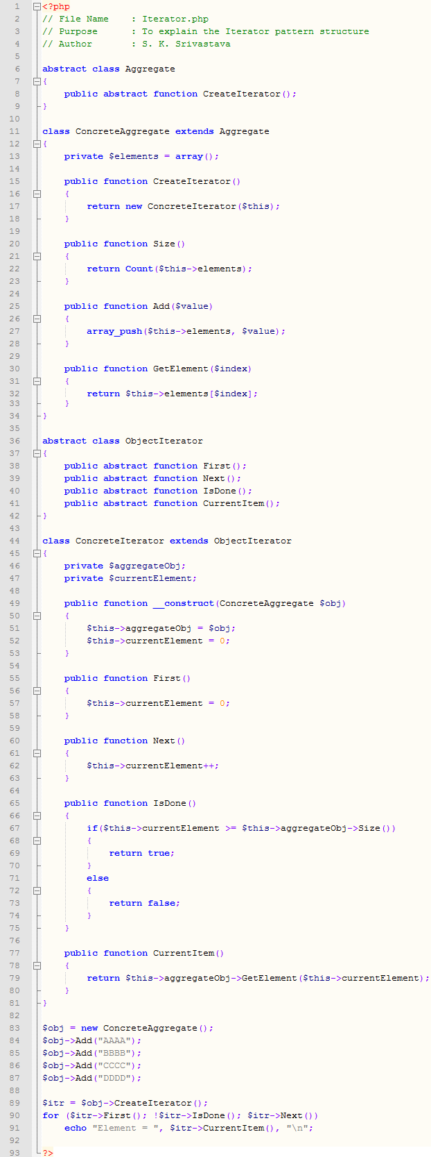 Iterator design pattern In PHP