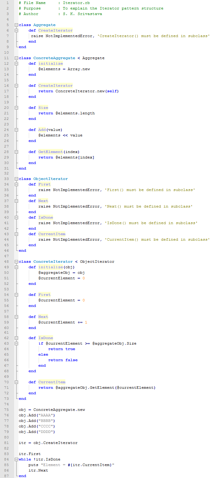 Iterator design pattern In Ruby