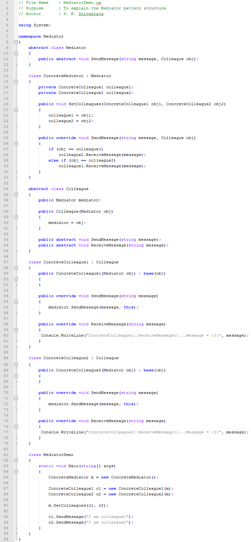 Mediator design pattern In C#