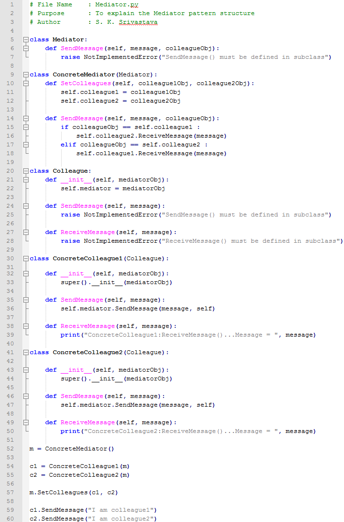 Mediator design pattern In Python