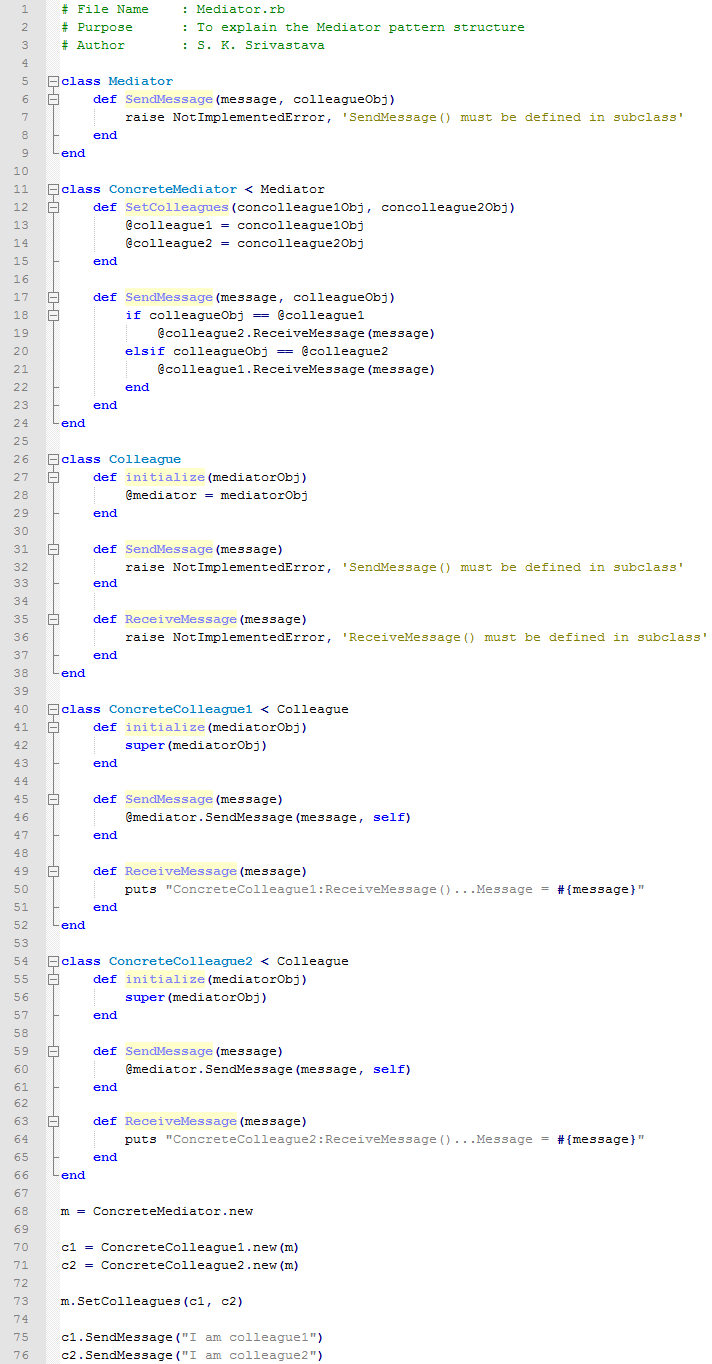 Mediator design pattern In Ruby