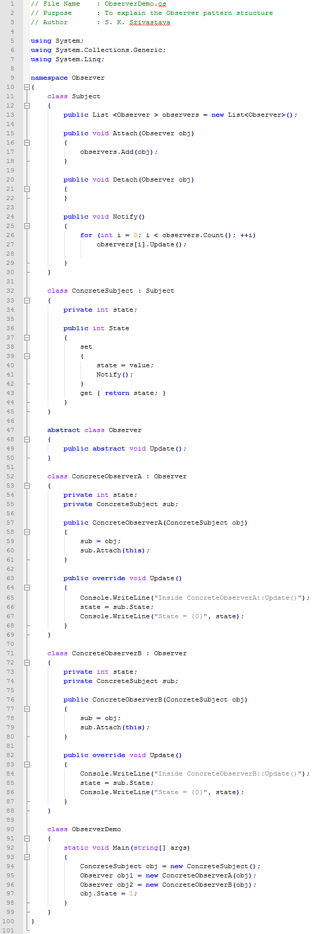 Observer design pattern In C#