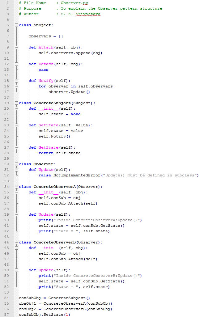 Observer design pattern In Python
