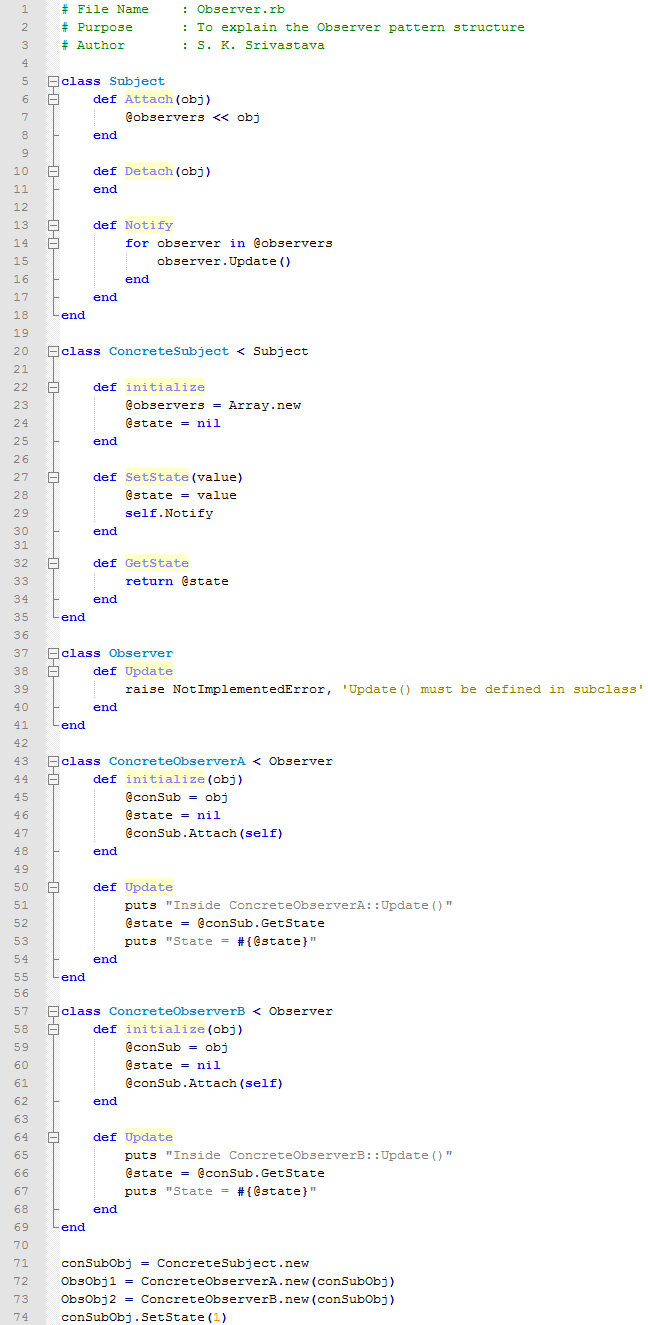 Observer design pattern In Ruby