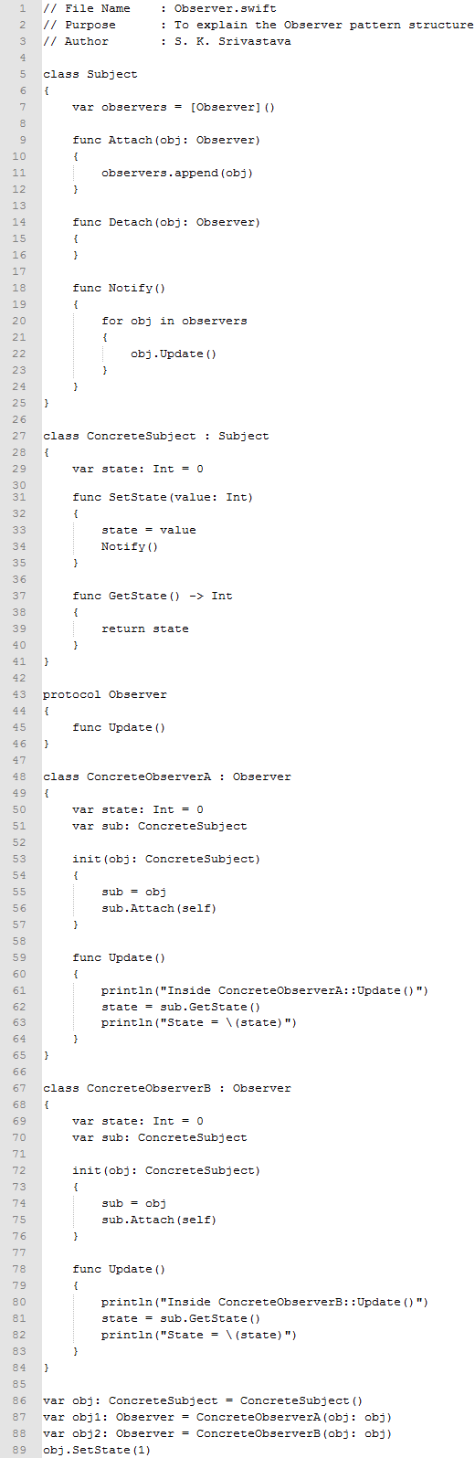 Observer design pattern In Swift