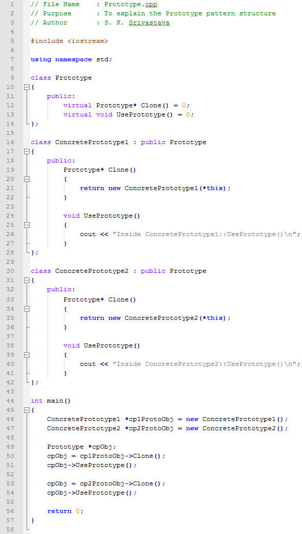 Prototype design pattern In C++