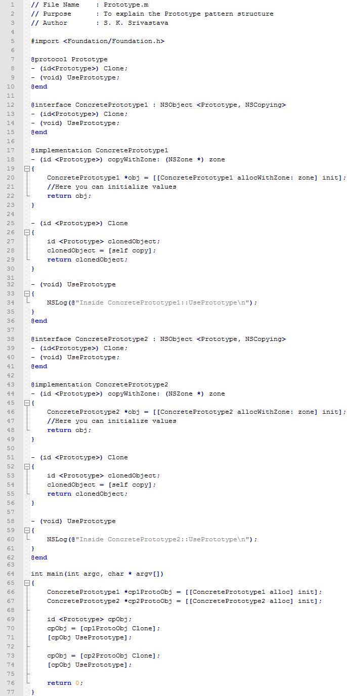 Prototype design pattern In Objective C