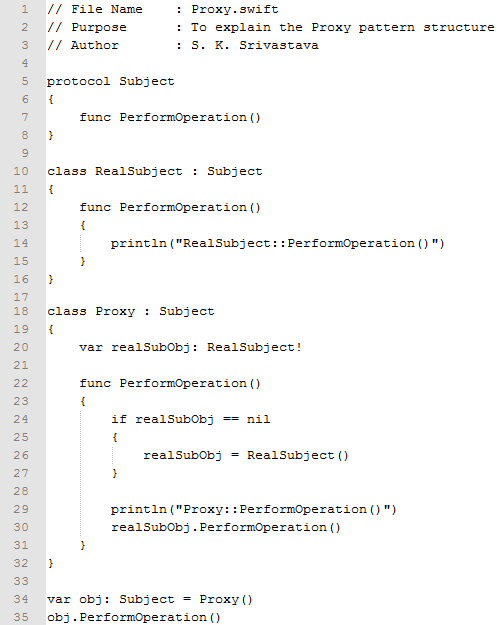 Proxy design pattern In Swift