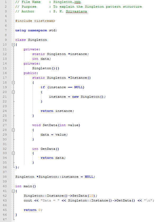 Singleton design pattern In C++