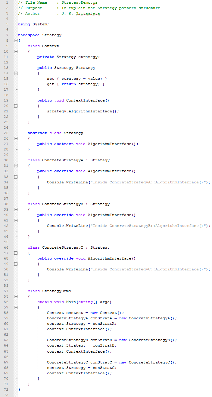 Strategy design pattern In C#