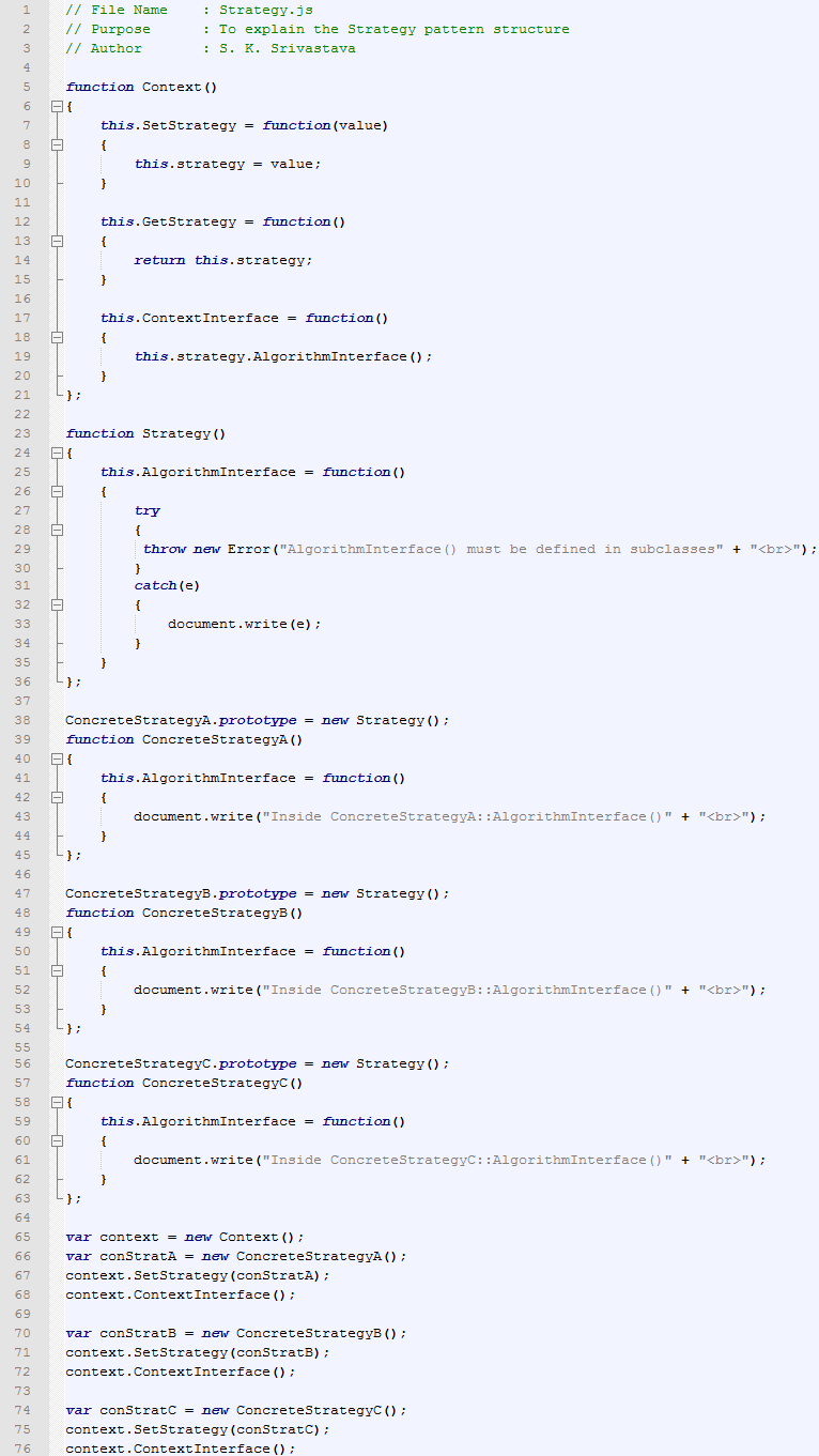 Strategy design pattern In JavaScript