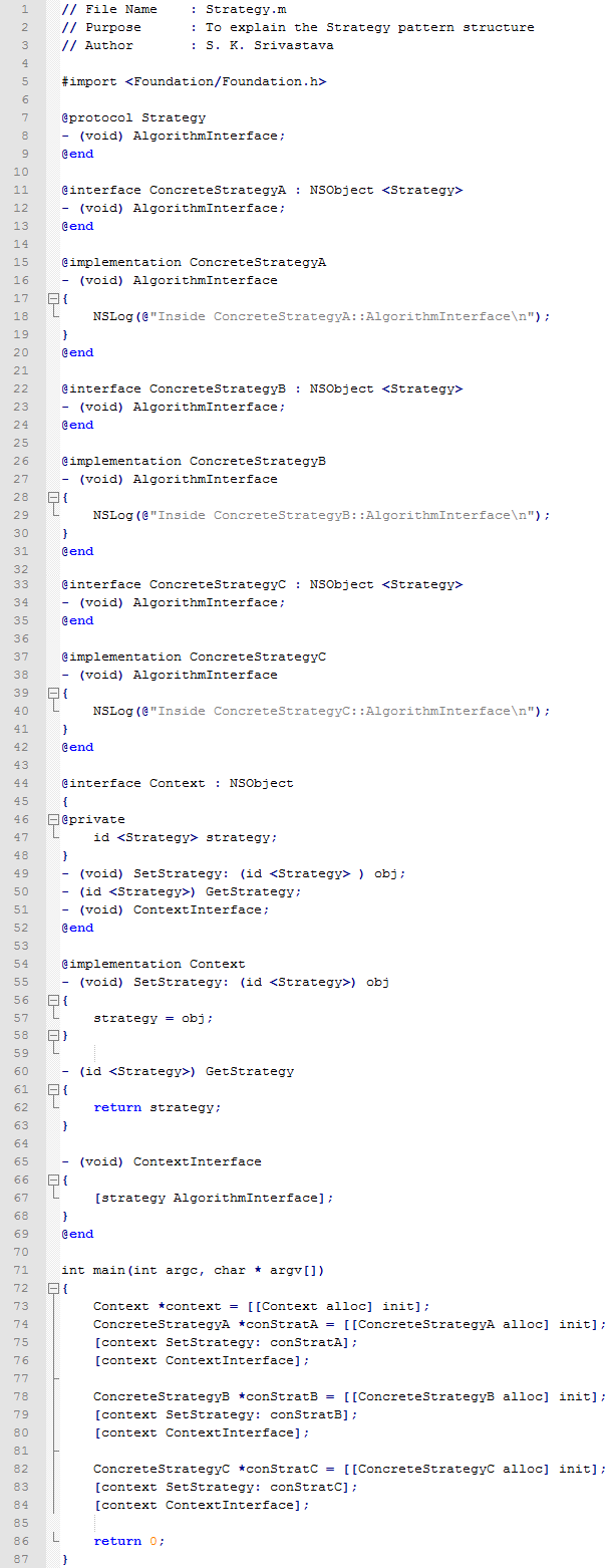 Strategy design pattern In Objective C