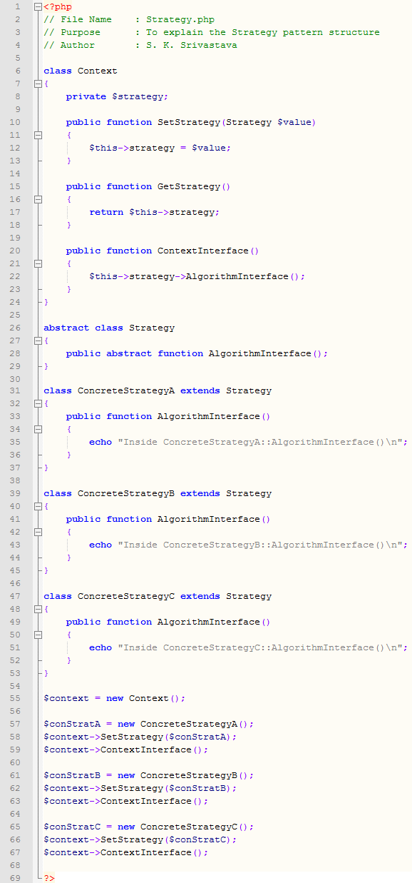 Strategy design pattern In PHP